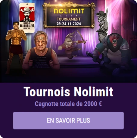 Tournoi Nolimit avec cagnotte de 2000€, affiche de combattants et personnages animés